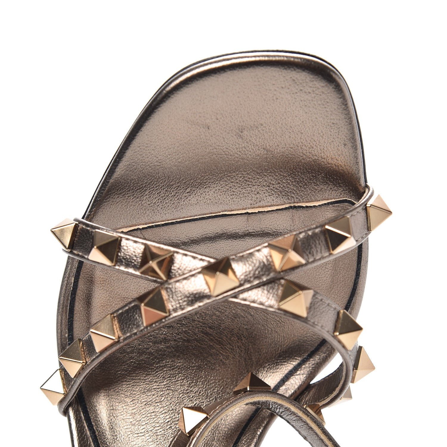 Valentino Garavani Metallic Nappa Rockstud Ankle Wrap 85mm Sandals 36 Sasso 8 of 10