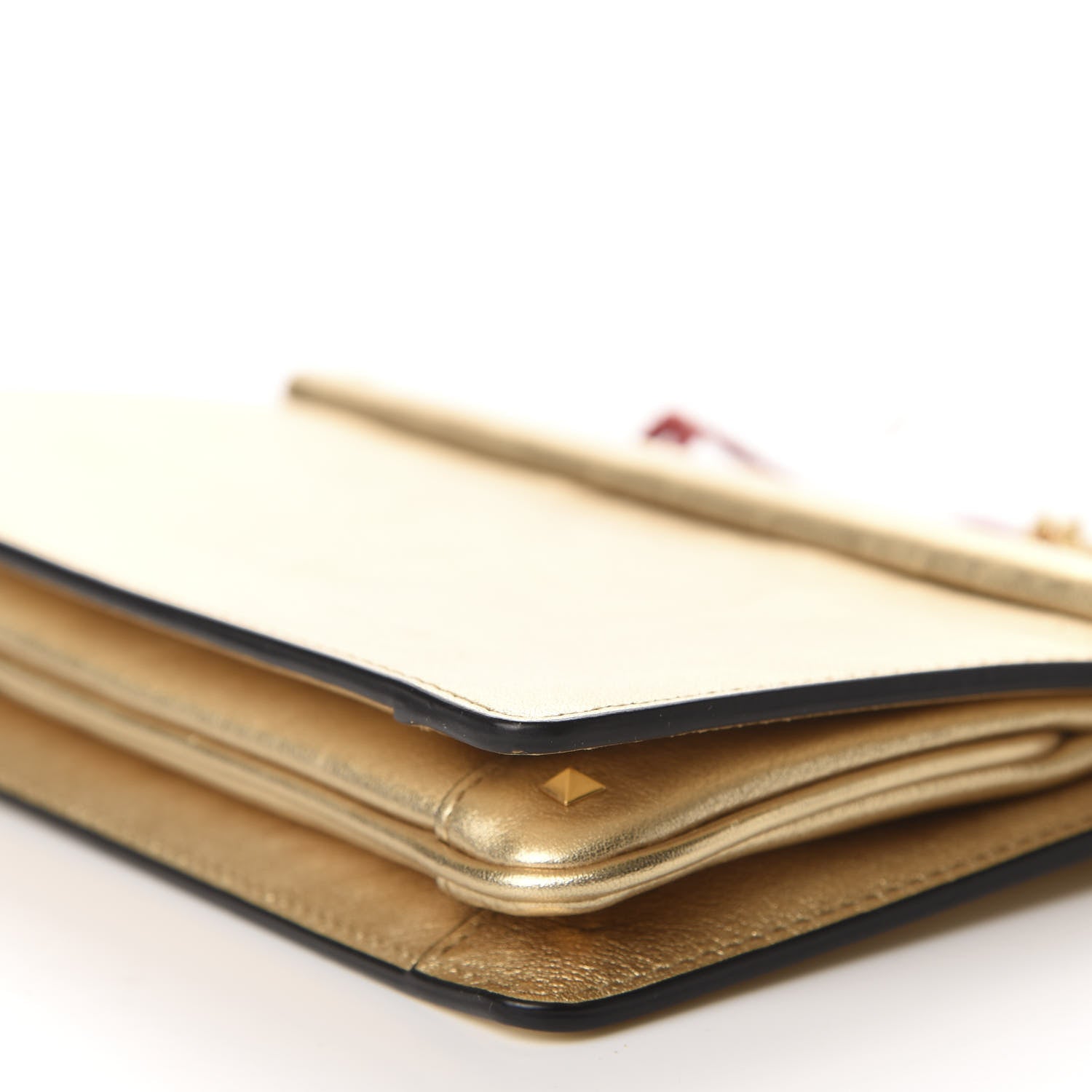 Valentino Garavani Metallic Calfskin Small Carry Secrets Clutch Dark Gold 9 of 10