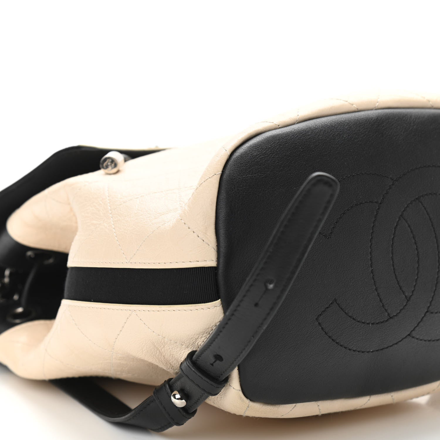 Chanel Crumpled Grained Calfskin Quilted Backpack Beige Ivory Black 9 of 10