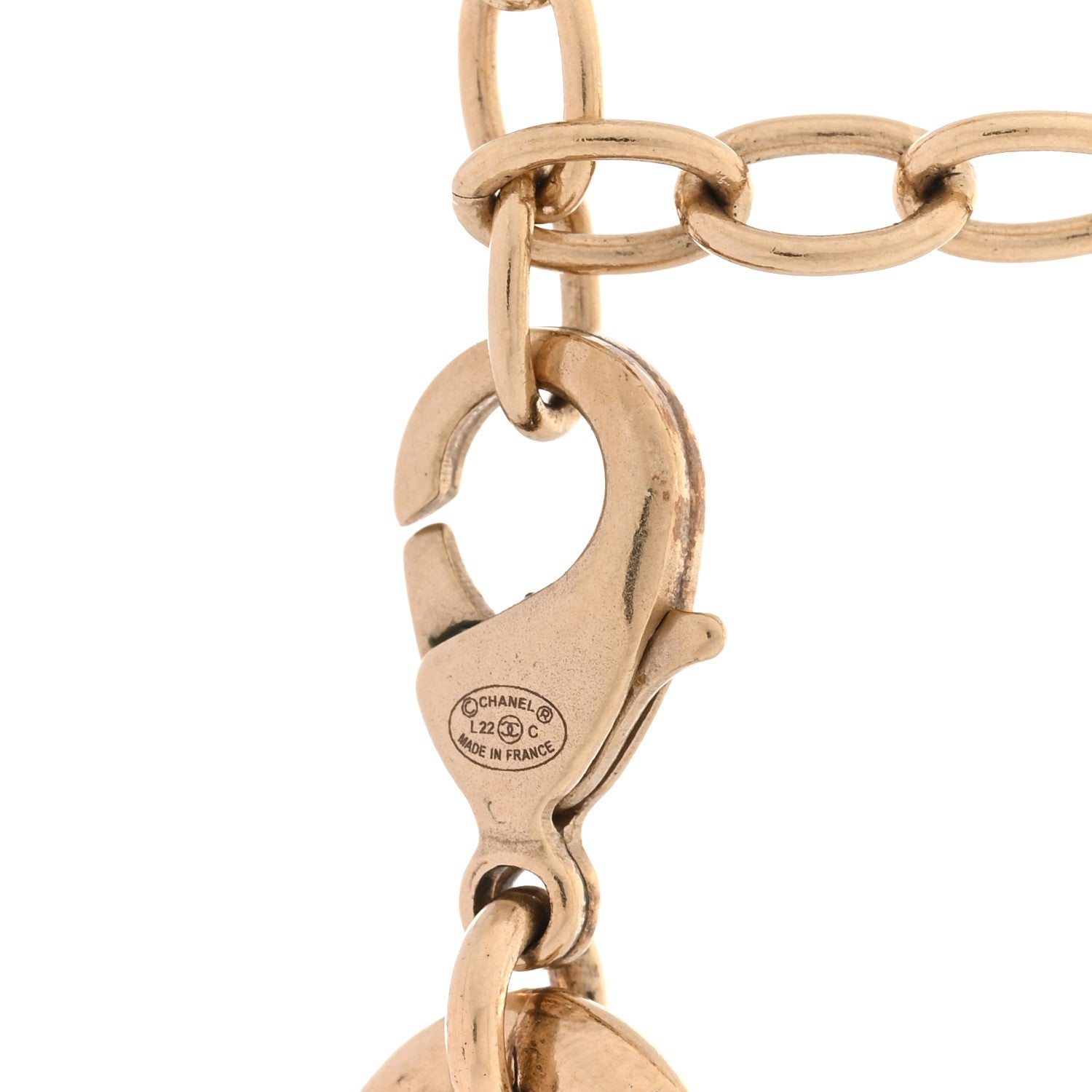 Chanel Metal Crystal Bead Chain Link CC Choker Necklace Gold 4 of 5
