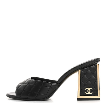 Chanel Lambskin Quilted CC Mules 40 Black 1 of 10