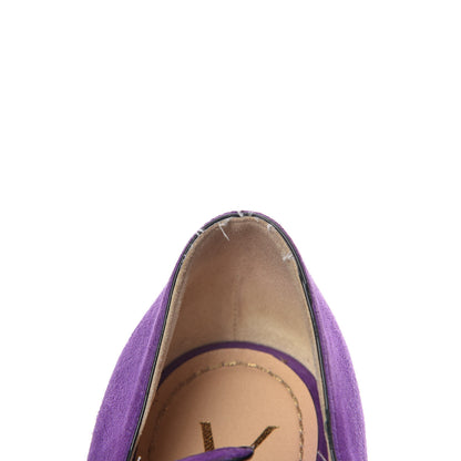 Saint Laurent Kid Scamosciato Tribute 105 Platform Mary Jane Peep Toe Pumps 36 Viola 12 of 14