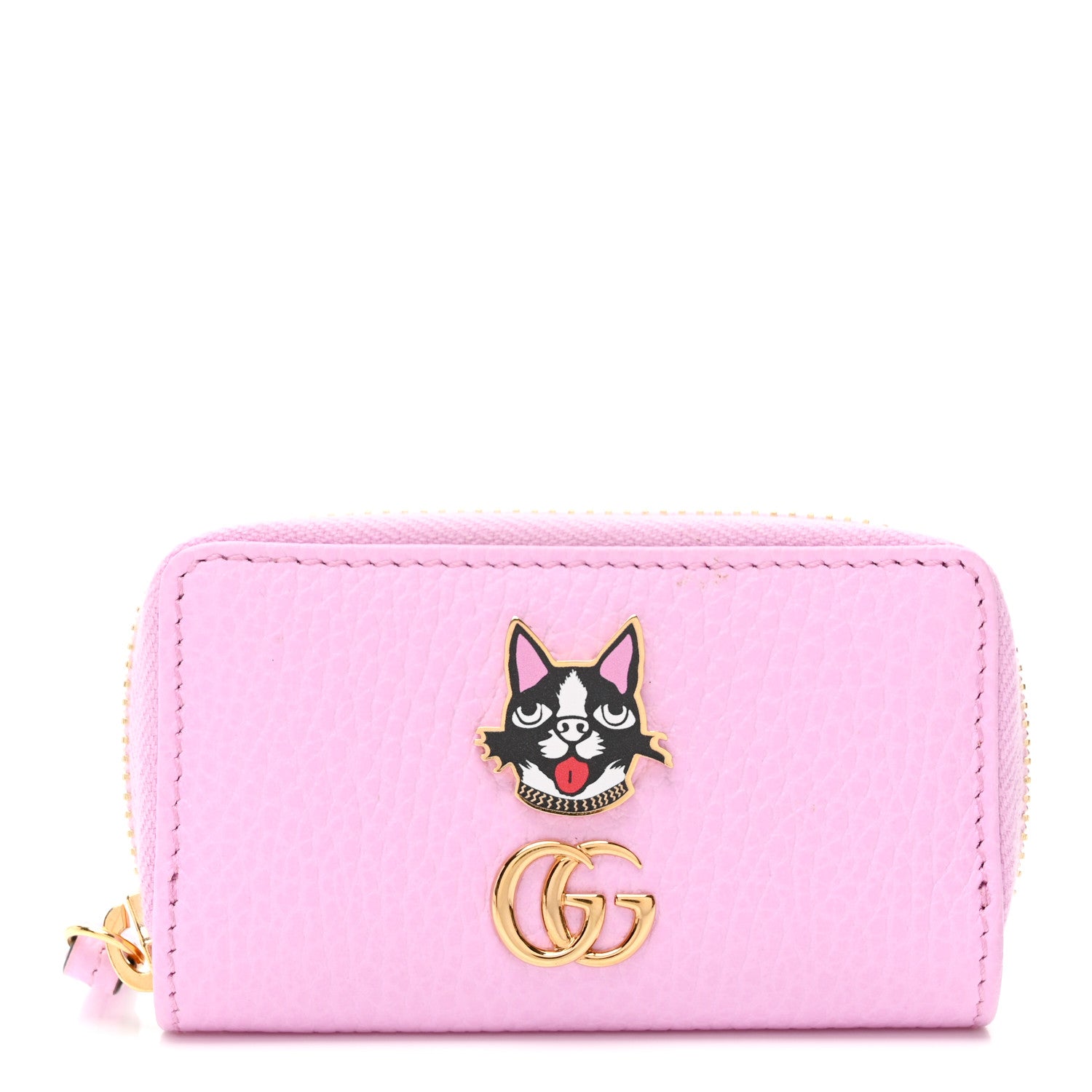 Gucci Dollar Calfskin Bosco Zip Around Key Case Malva 1 of 7