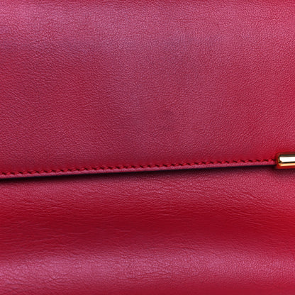 Fendi Vitello Grace Glazed Fabric FF 1974 Double F Shoulder Bag Fragola Mogano Panna 11 of 12