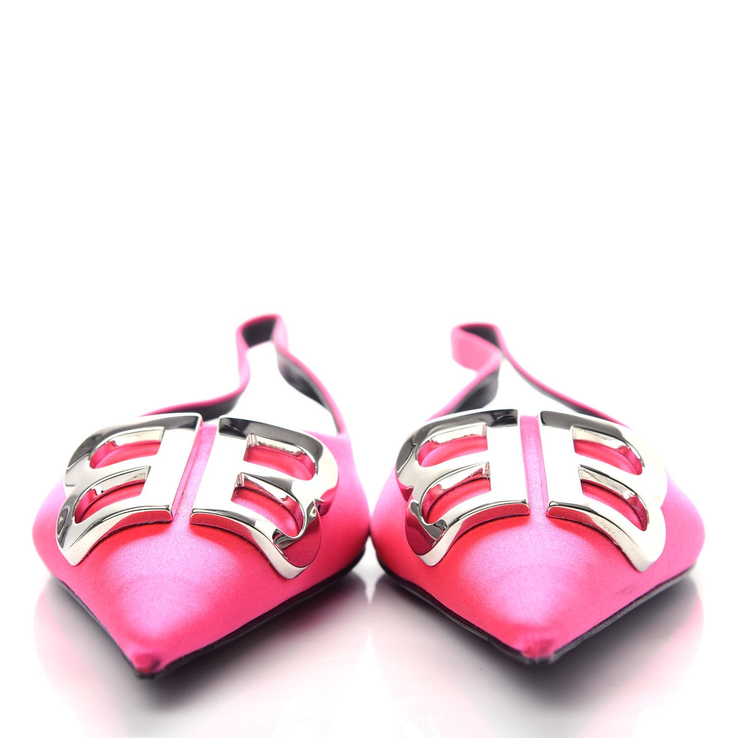 Satin BB Knife Pointy Toe Slingback Flats 39 Neon Pink