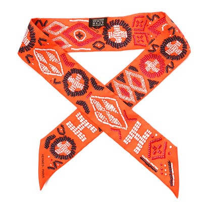 Hermes Silk Kelly En Perles Twilly Orange Anthracite Framboise 1 of 4