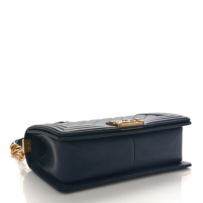 Chanel Caviar Quilted Medium Boy Flap Dark Navy Blue 4 of 9