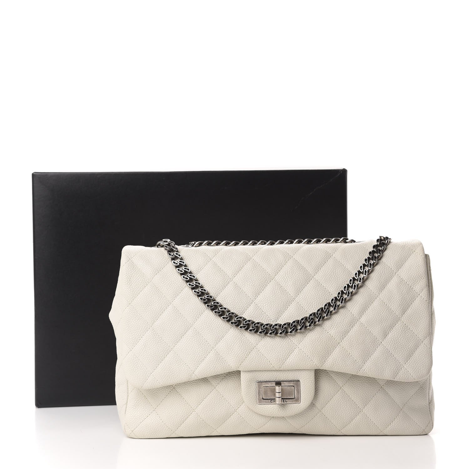 Chanel Washed Caviar Quilted 2.55 Reissue 226 Bijoux Chain Flap White 11 of 11