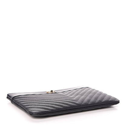 Chanel Caviar Quilted Medium Vintage Mademoiselle Cosmetic Case Navy Blue 4 of 8