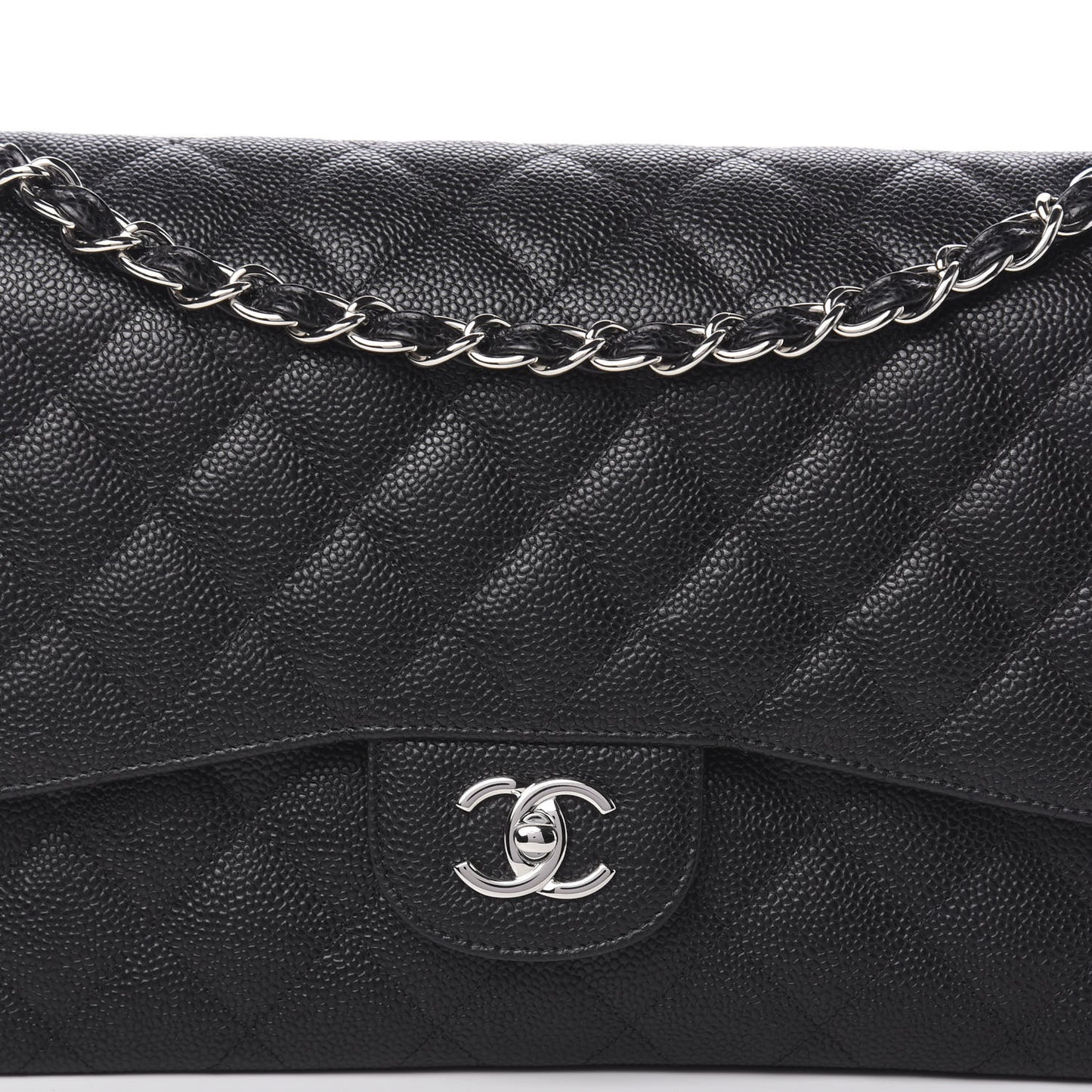 Caviar Quilted Jumbo Double Flap Black