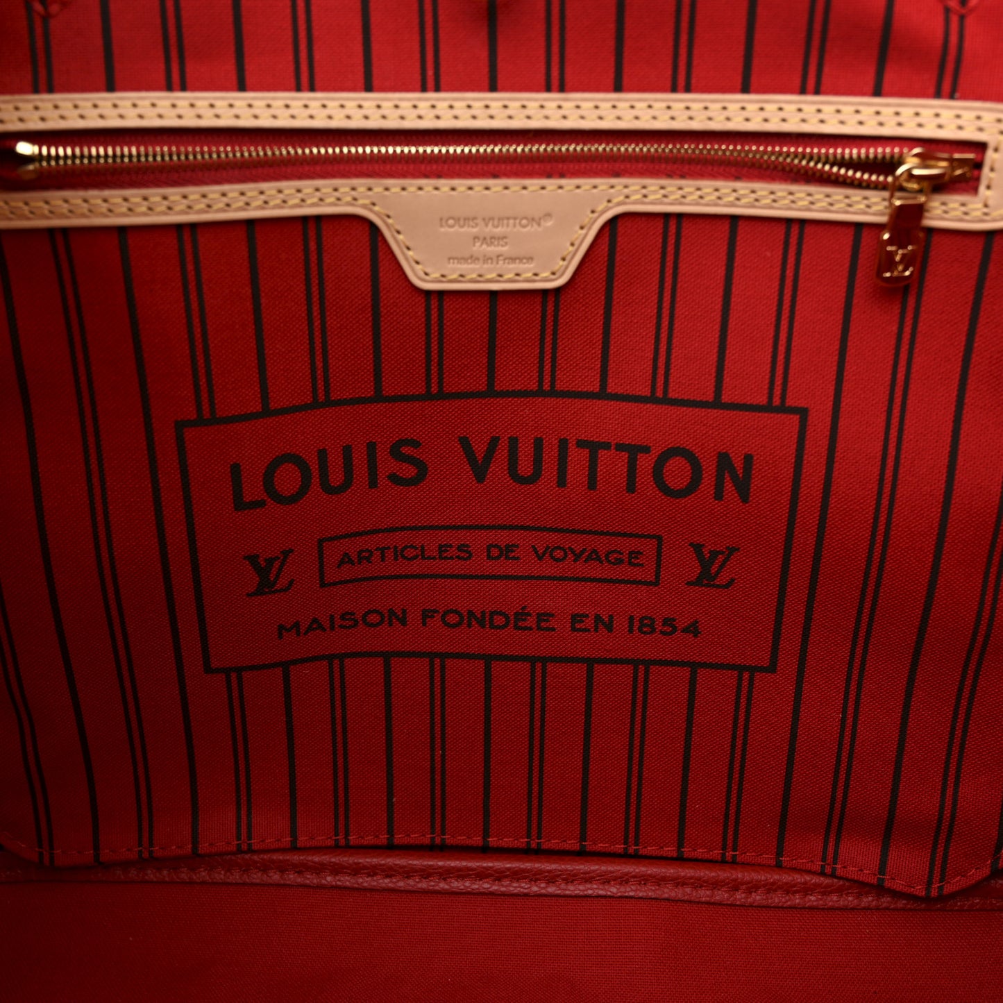 Monogram Inside Out Neverfull Bandouliere MM Sari Red