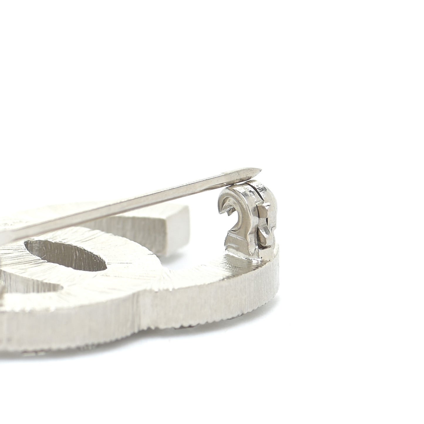 Crystal Baguette CC Mini Brooch Silver