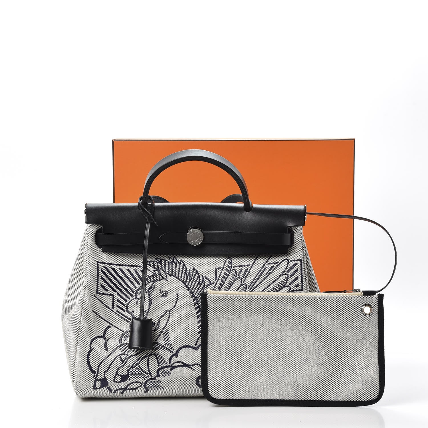 Hermes Vache Hunter Toile Pegase Pop Herbag Zip Retourne 31 PM Bleu Indigo 9 of 9