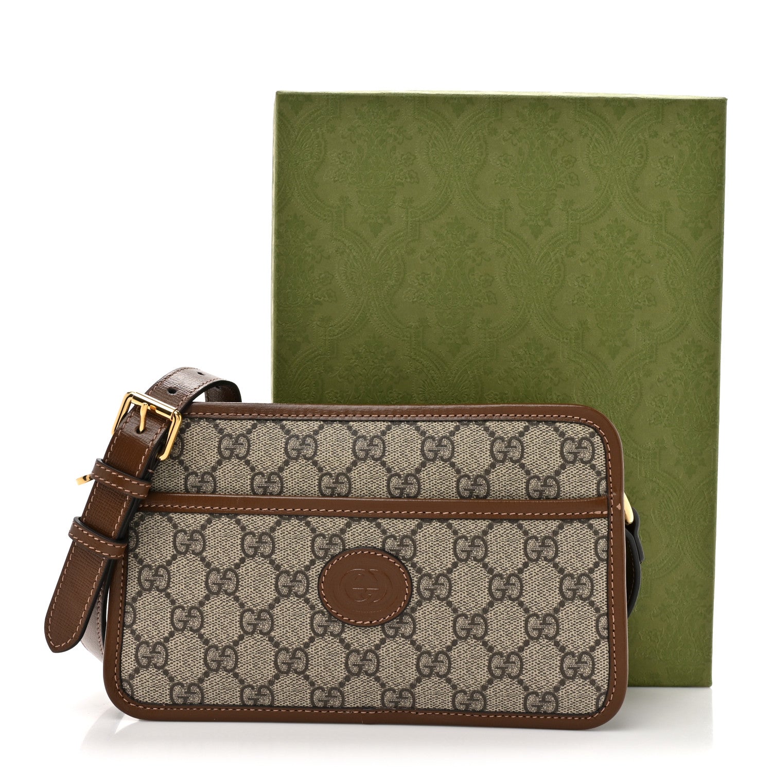 Gucci GG Supreme Monogram Azalea Calfskin Mini Retro Interlocking G Shoulder Bag Beige Ebony Brown Sugar 12 of 12