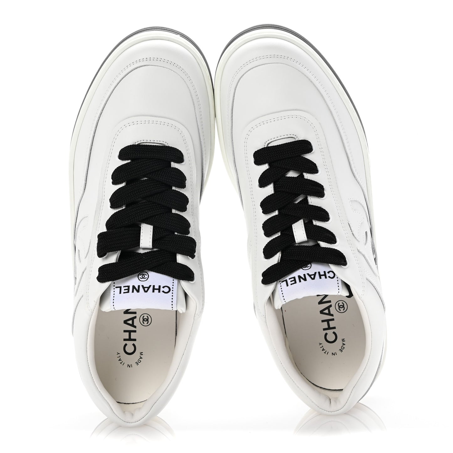 Calfskin CC Womens Sneakers 40 White Black