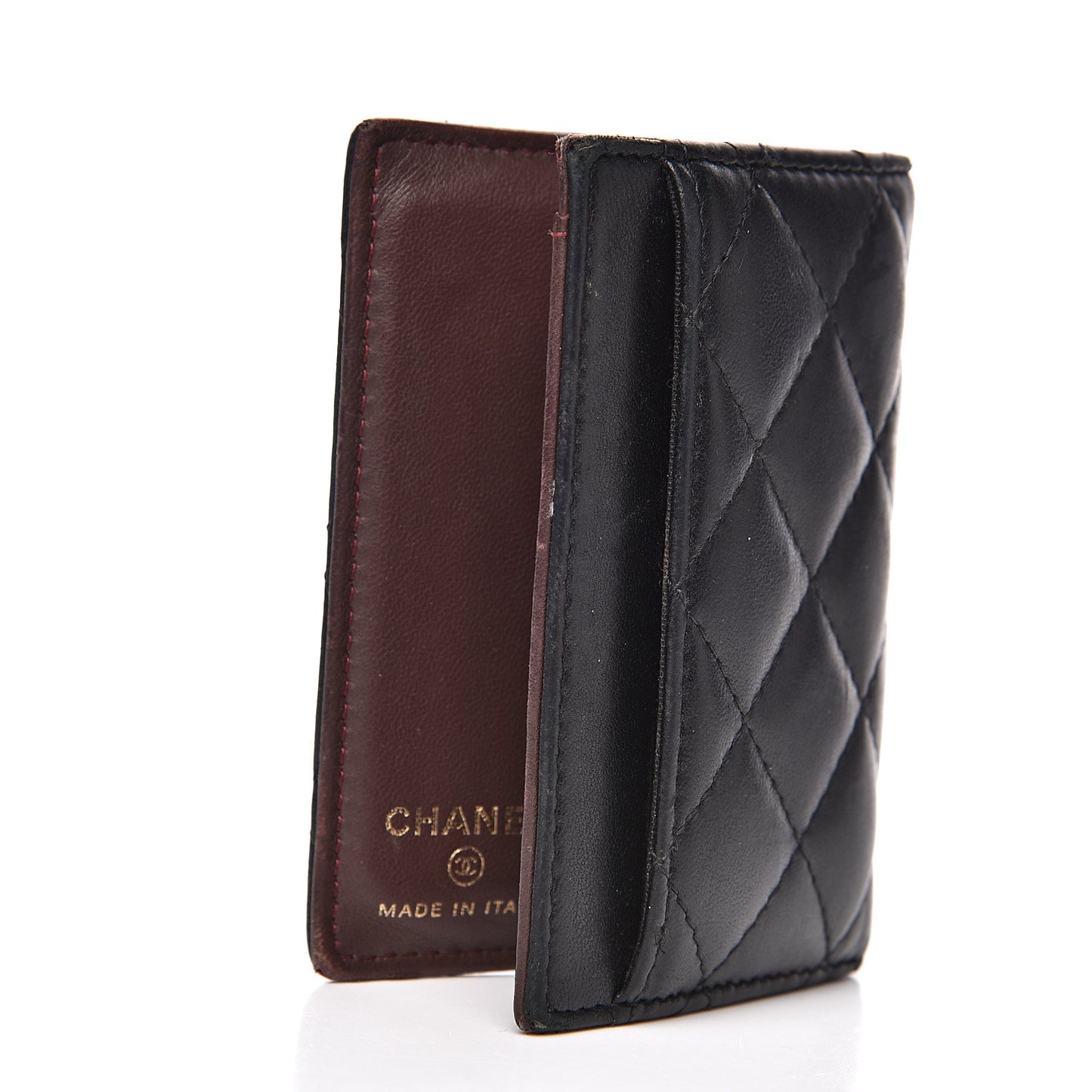 Lambskin Quilted Card Holder Wallet Black