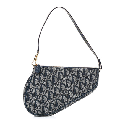 Christian Dior Monogram Mini Saddle Pochette Navy 1 of 10