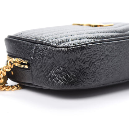 Saint Laurent Grain De Poudre Matelasse Monogram Mini Lou Camera Bag Black 9 of 10