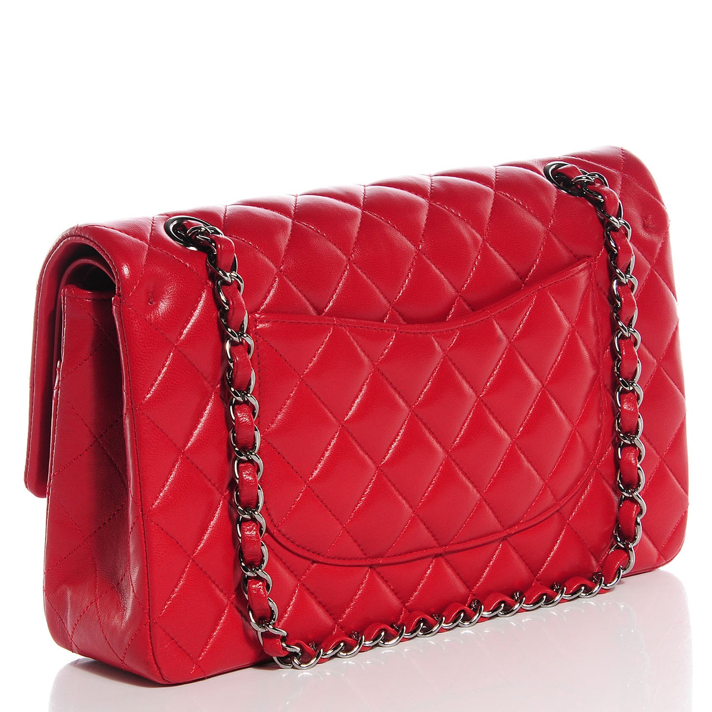 Lambskin Quilted Medium Double Flap Red