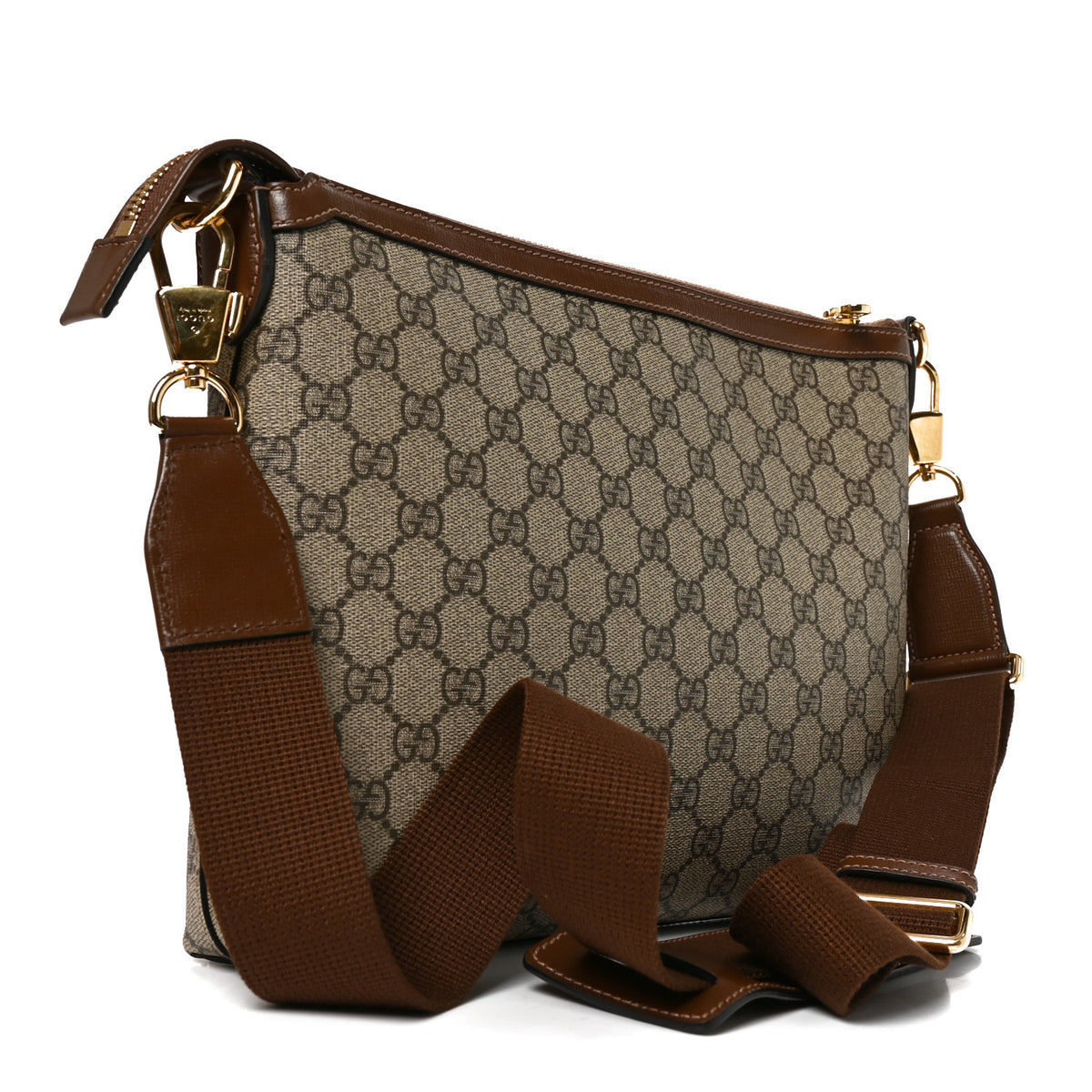 GG Supreme Monogram Azalea Calfskin Retro Interlocking G Wristlet Messenger Bag Beige Ebony Brown Sugar Beige Ebony Brown Sugar