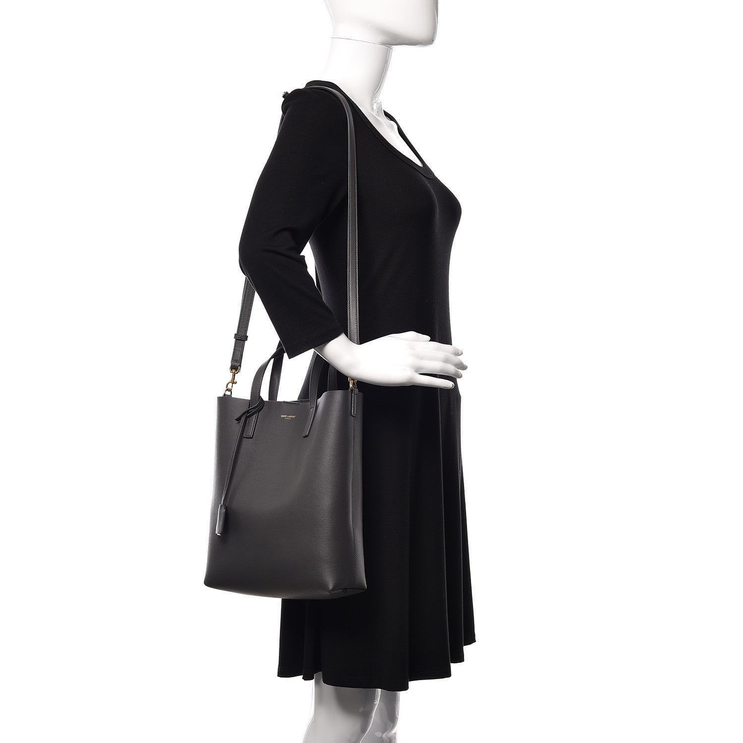 Saint Laurent Calfskin Toy Shopping Tote Earth Grey 2 of 9