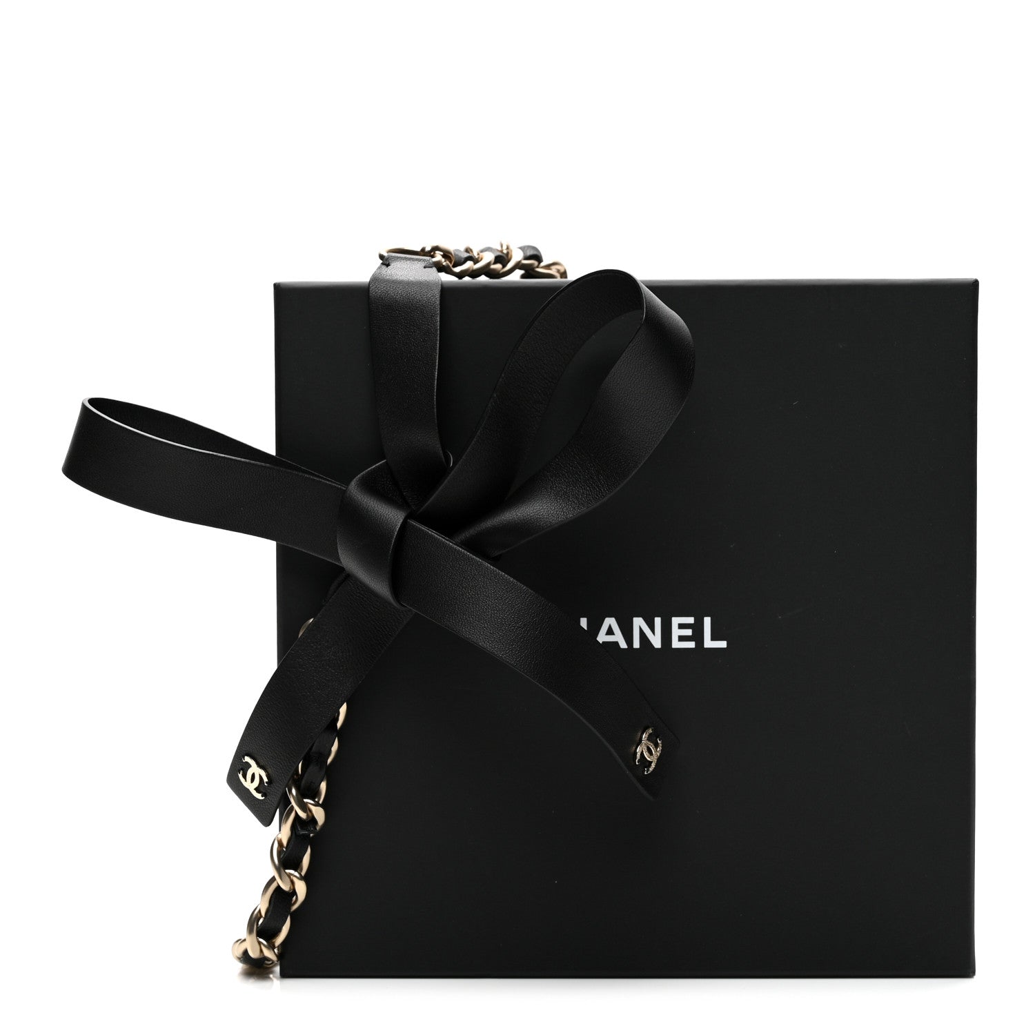 Chanel Lambskin Chain CC Bow Belt S Black 3 of 3