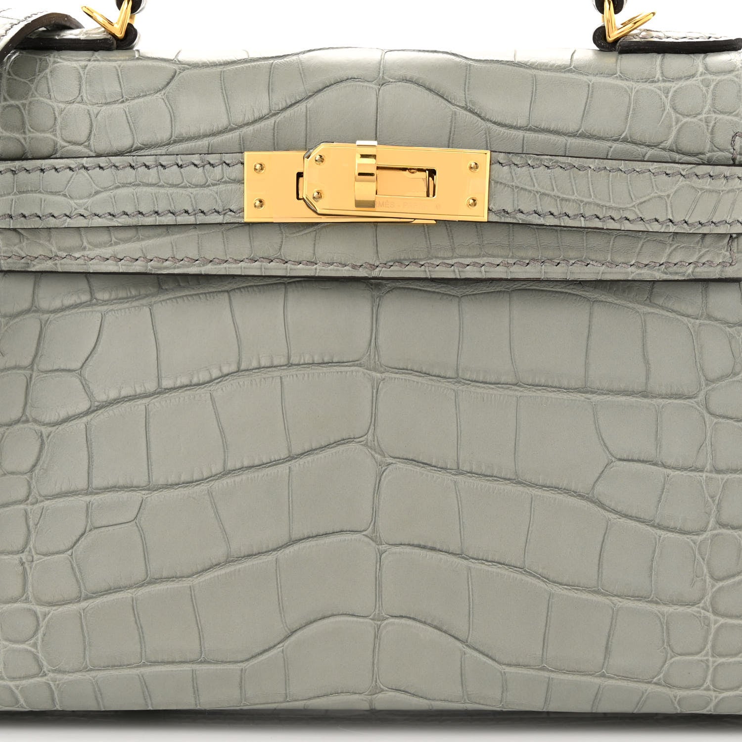 Hermes Matte Alligator Mini Kelly Sellier 20 Gris Ciment 8 of 11