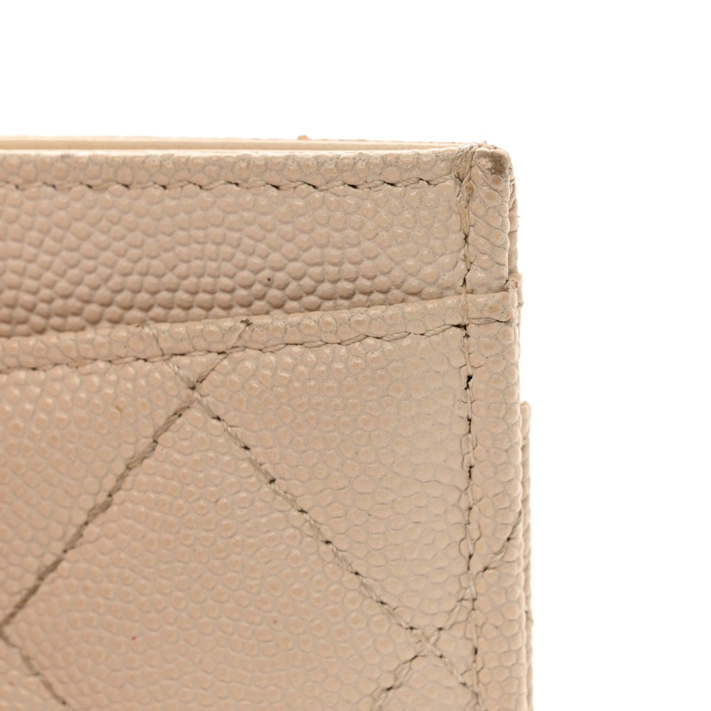 Caviar Quilted Card Holder Light Beige