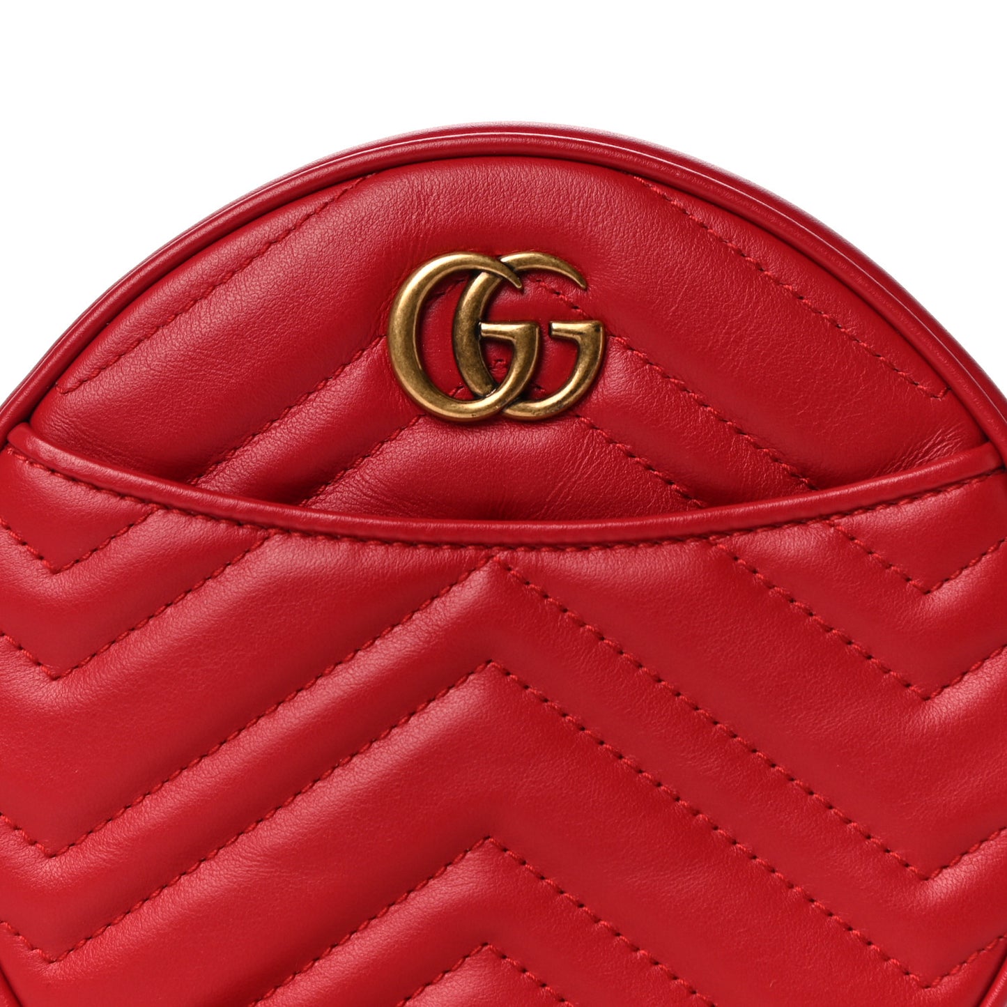 Calfskin Matelasse GG Marmont Round Wrist Wallet Hibiscus Red