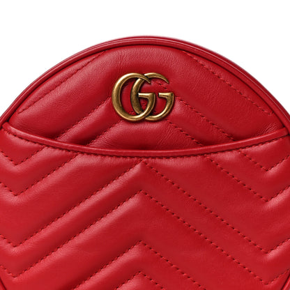 Gucci Calfskin Matelasse GG Marmont Round Wrist Wallet Hibiscus Red 8 of 10