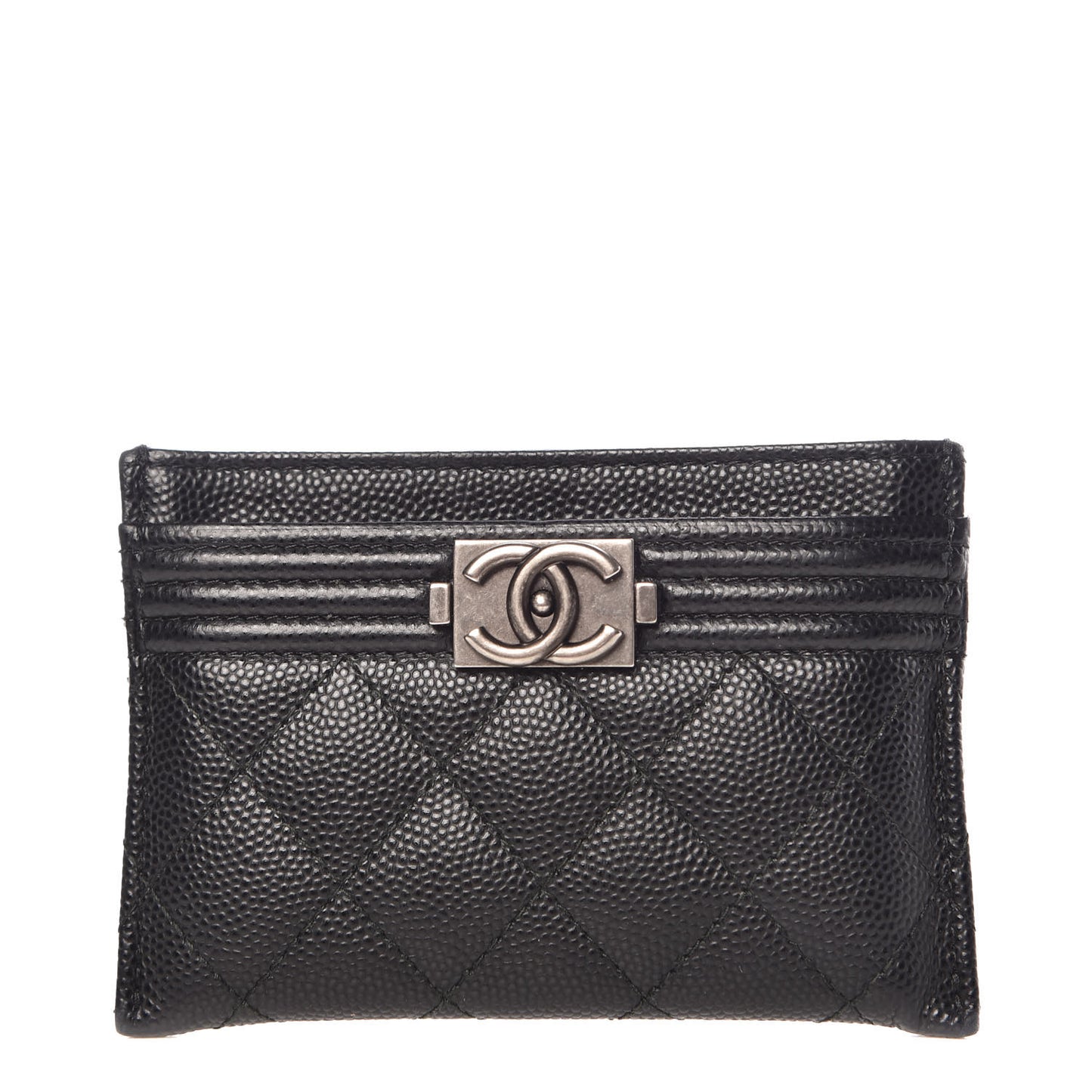 Caviar Quilted Boy Card Holder Black