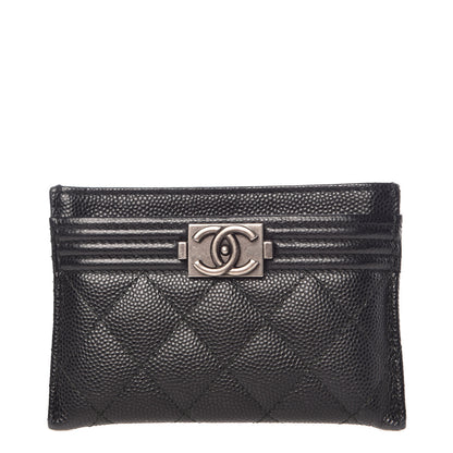 Chanel Caviar Quilted Boy Card Holder Black 1 of 9