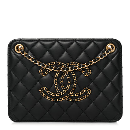 Chanel Calfskin Quilted Small CC Chain Accordion Tote Black 1 of 10