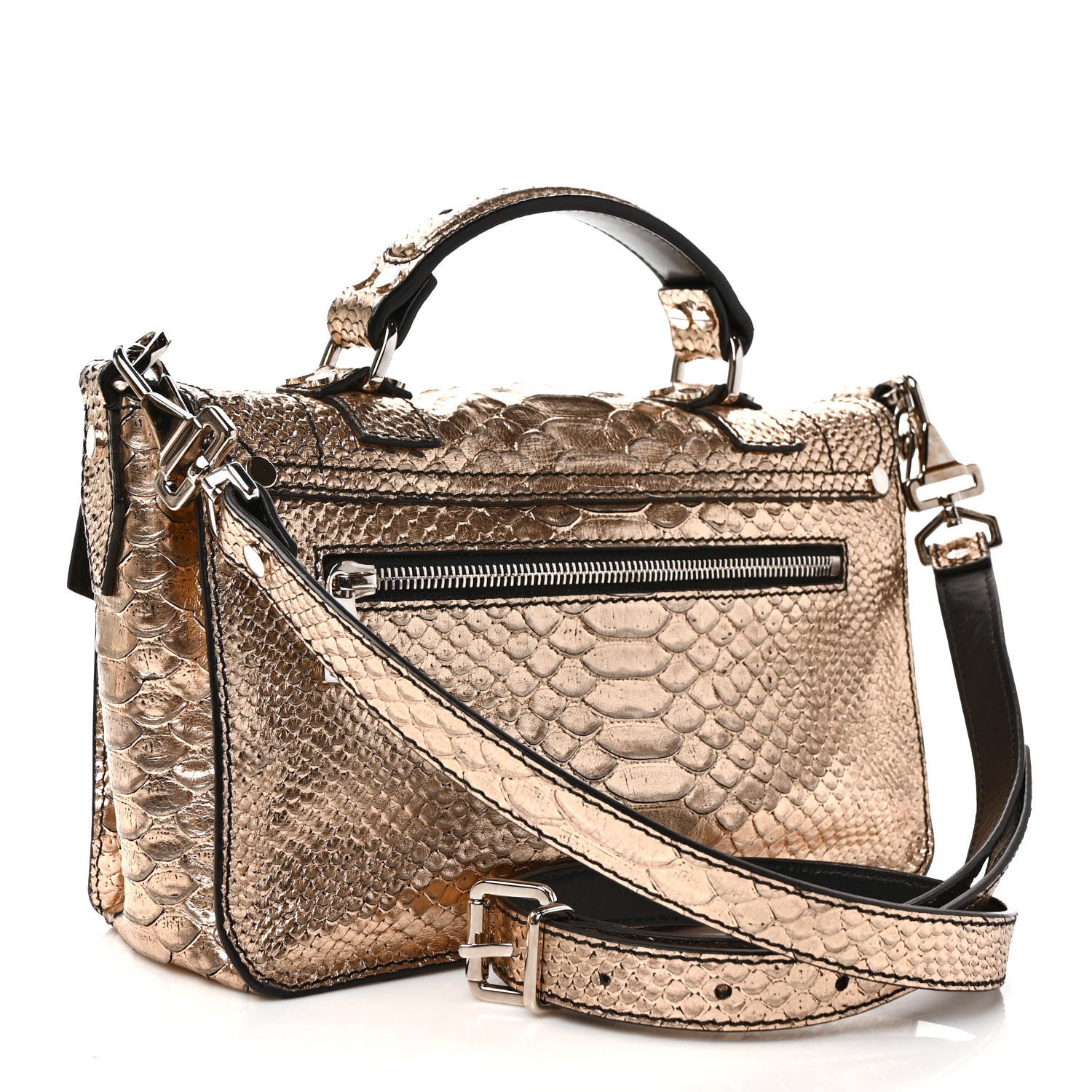 Proenza Schouler Metallic Python Calfskin Embossed Tiny PS1 Satchel Rose Gold 3 of 10