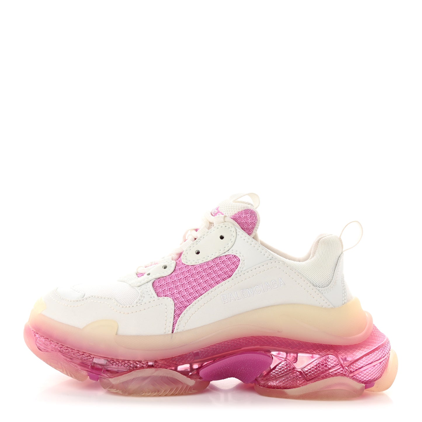 Fabric Mesh Clear Sole Womens Triple S Sneakers 38 White Pink