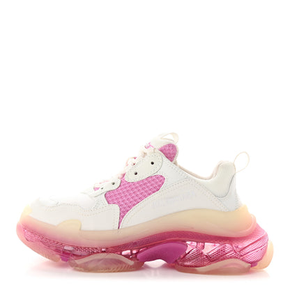 Balenciaga Fabric Mesh Clear Sole Womens Triple S Sneakers 38 White Pink 1 of 11