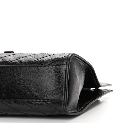 Saint Laurent Crinkled Calfskin Matelasse Monogram Medium Niki Shopper Tote Black 6 of 10