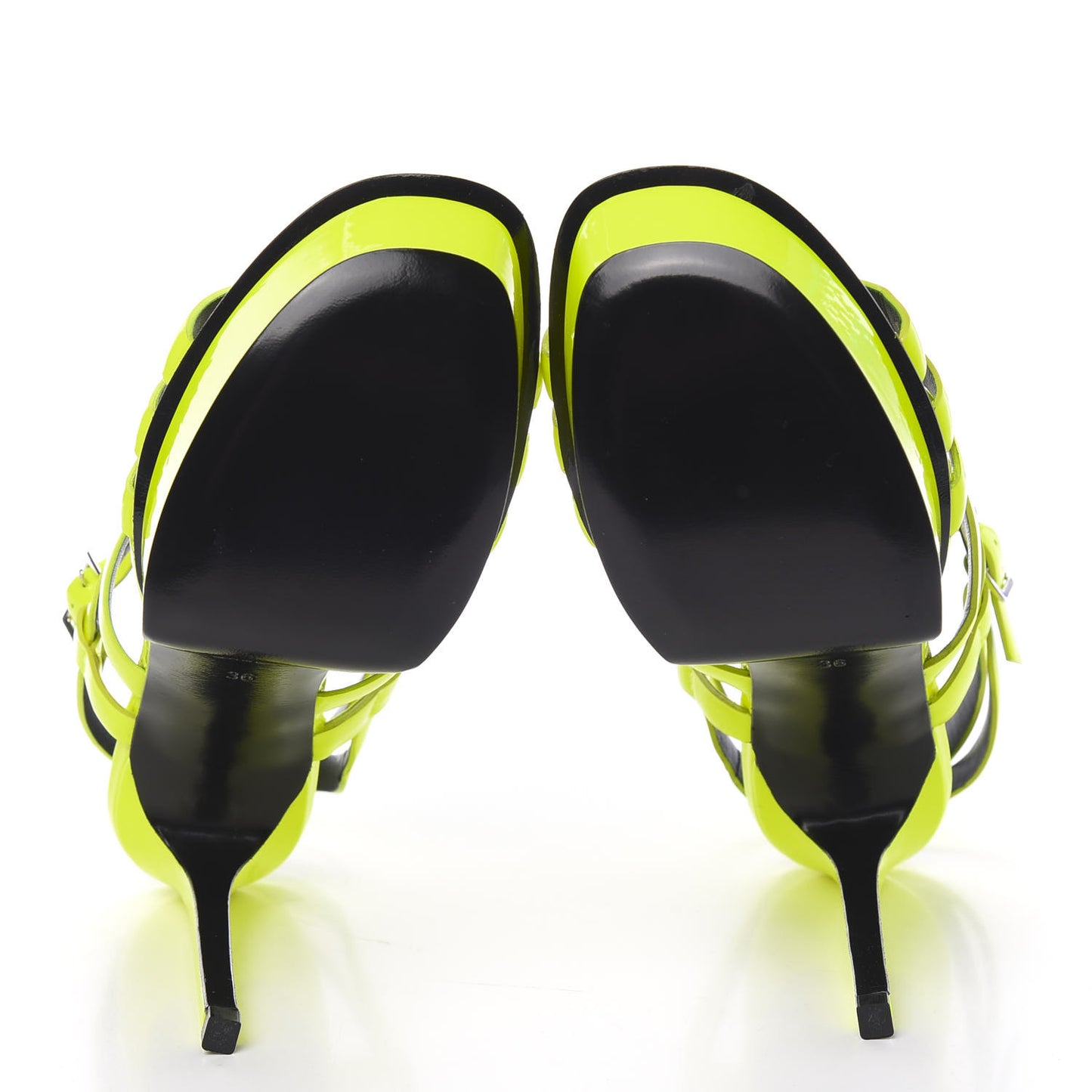 Calfskin Bianca 105 Platform Sandals 36 Neon Yellow