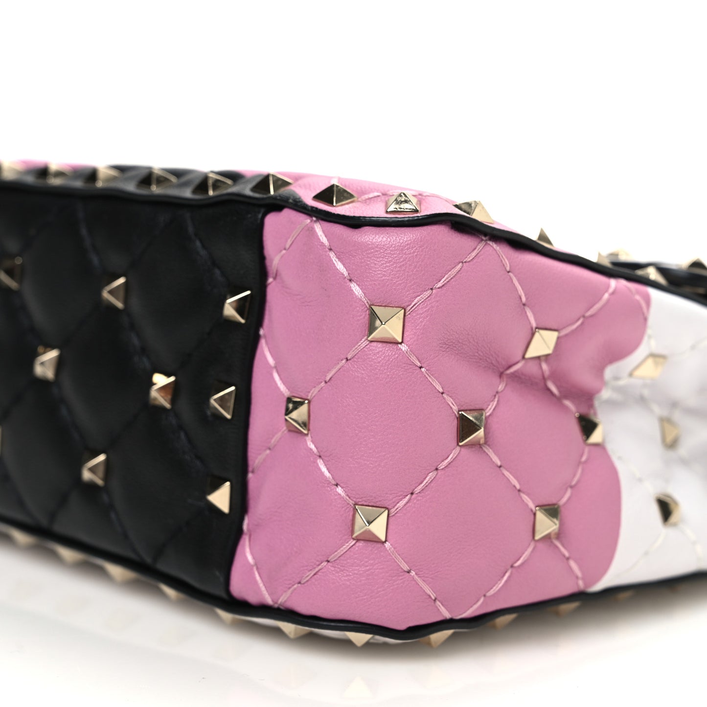 Lambskin Medium Moon And Stars Rockstud Spike Shoulder Bag White Yellow Pink