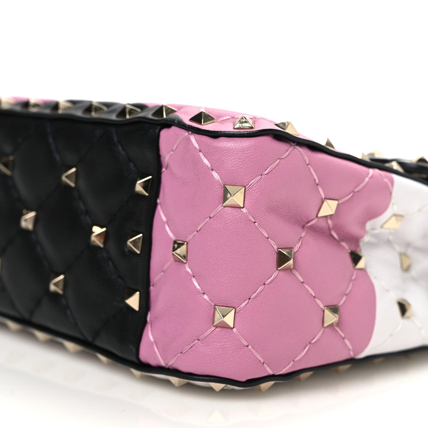 Valentino Garavani Lambskin Medium Moon And Stars Rockstud Spike Shoulder Bag White Yellow Pink 9 of 9