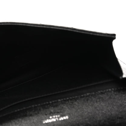 Saint Laurent Grain De Poudre Matelasse Chevron Monogram Envelope Clutch Black 5 of 9