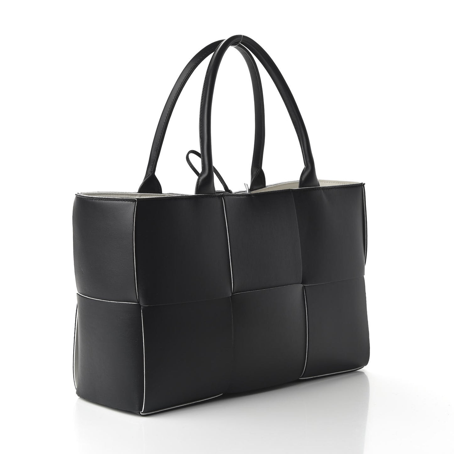 Nappa Maxi Intrecciato Arco Tote Black White