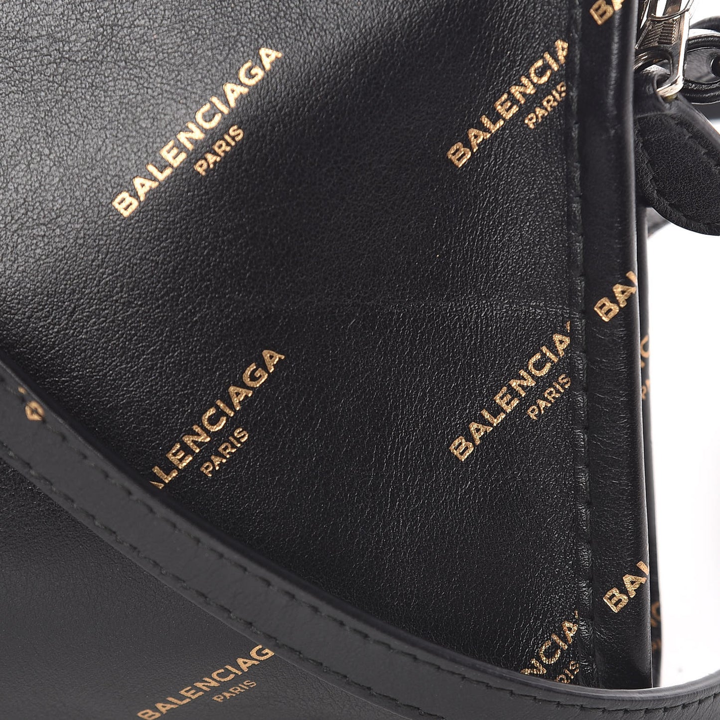 Calfskin Allover Logo Bazar Pochette Crossbody Black Gold