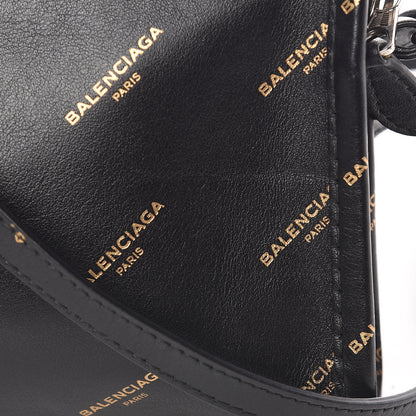 Balenciaga Calfskin Allover Logo Bazar Pochette Crossbody Black Gold 9 of 11