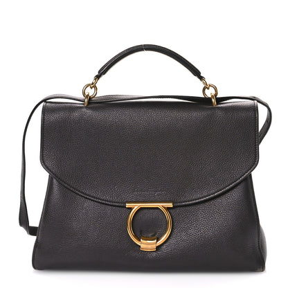 Salvatore Ferragamo Calfskin Medium Margot Top Handle Satchel Flannel 1 of 14