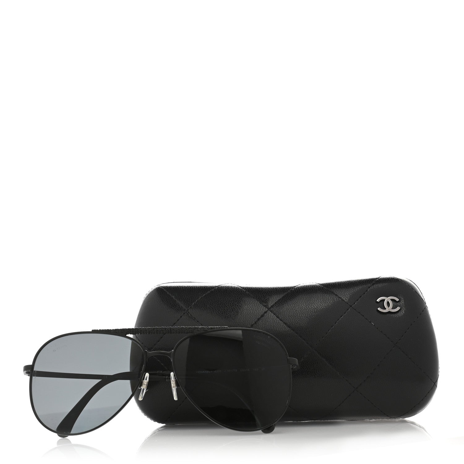 Chanel Metal Polarized Pilot Aviator Sunglasses 4231 Black 8 of 8