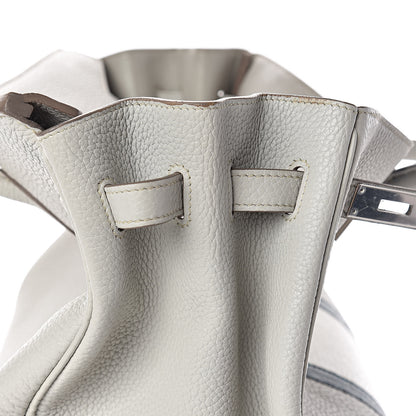 Hermes Taurillon Clemence Lizard Club Birkin 35 Gris Perle White Mykonos 12 of 39