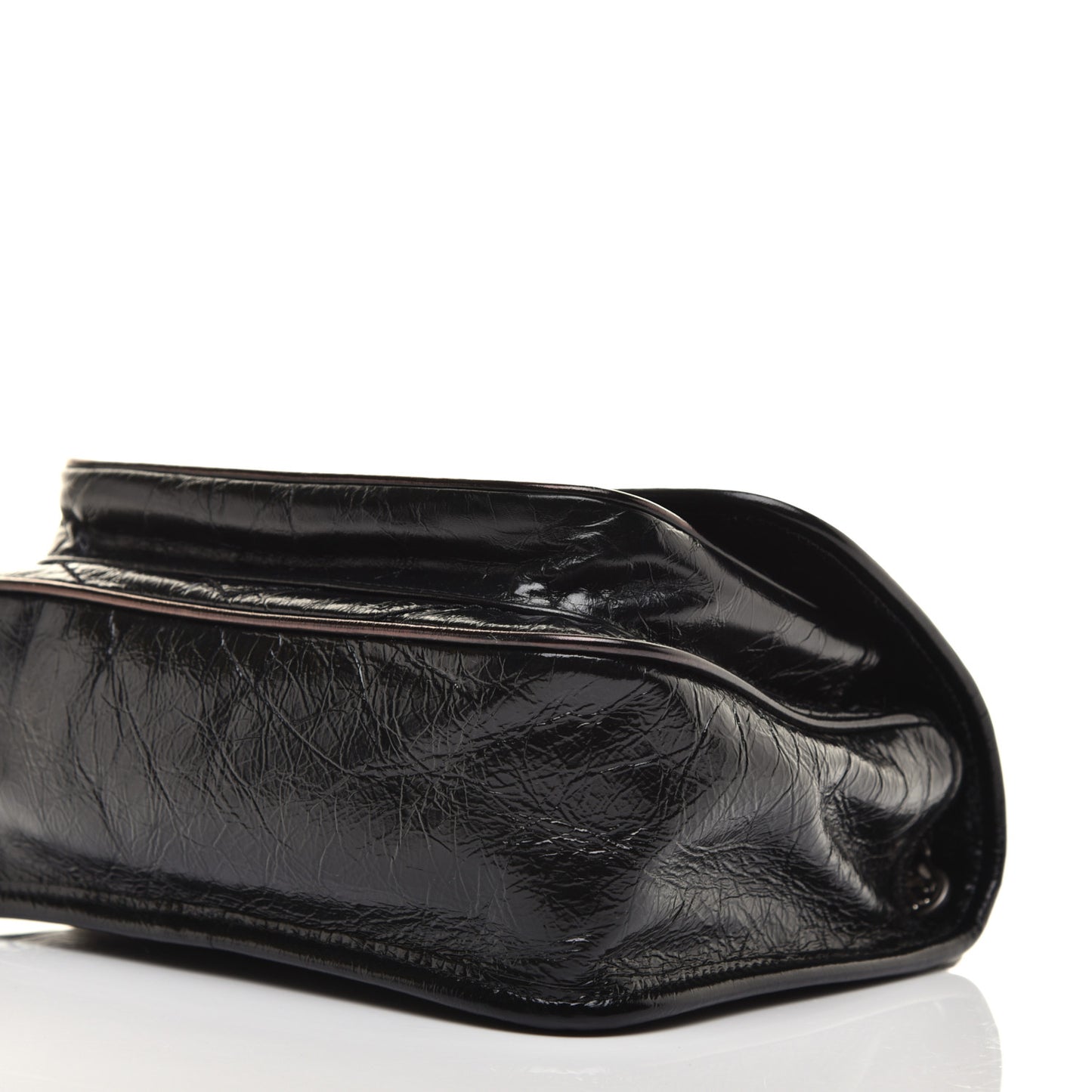 Crinkled Calfskin Matelasse Monogram Baby Niki Chain Satchel Black