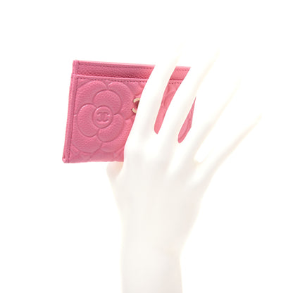 Chanel Caviar Camellia Embossed Card Holder Pink 2 of 14