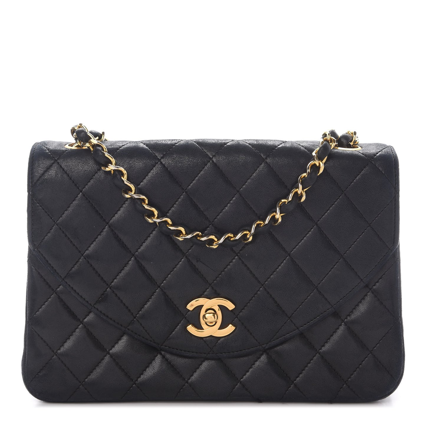 Lambskin Quilted Small Single Flap Black